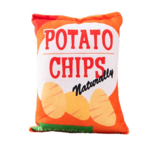 Plush simulated rattle paper potato chips pet voice toy dog ​​toy Teddy small dog rattle paper potato chips