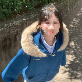 美式复古个性潮牌多巴胺毛领连帽卫衣女秋冬季加绒保暖开衫上衣