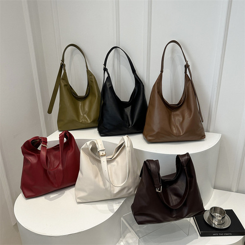 Large Capacity Commuter Winter Trend 2025 Plain Color Simple Texture Casual Shoulder A-Frame Tote Bag for Women