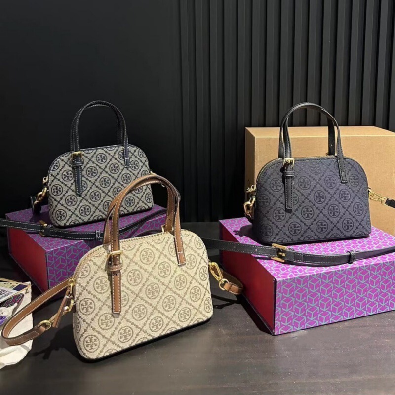 Tortyburch2025 New Retro Shell Bag, Fashionable and Versatile, Simple All-Over Print Single Shoulder Crossbody Handbag for Women