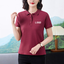 40支纯色Polo衫定制短袖T恤女翻领工作服印logo批发订做团队服