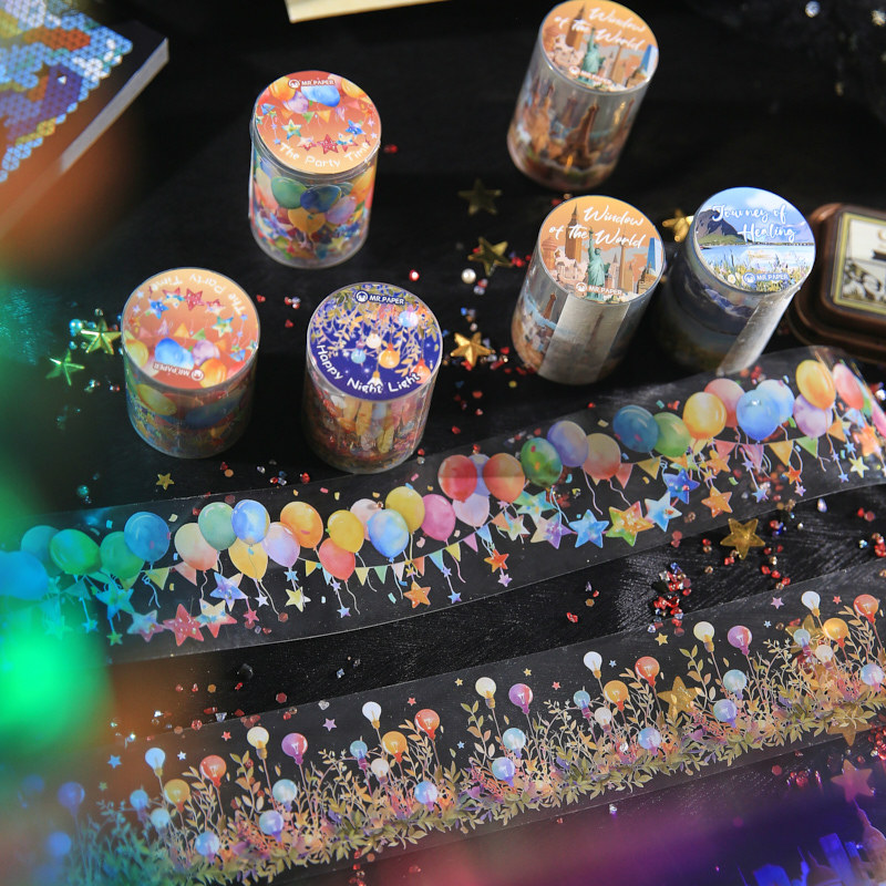 Papel Sr. un solo rollo de cinta collage serie de arte globo tema DIY decoración material adhesivo cinta adhesiva