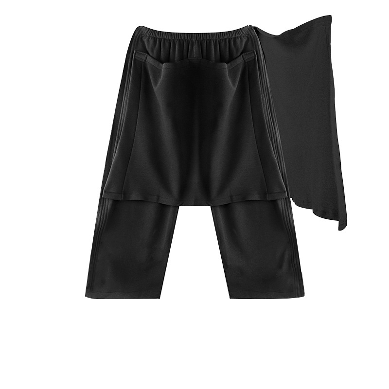 사이드 지퍼 백 코튼 블랙으로 크롭 팬츠 덮기