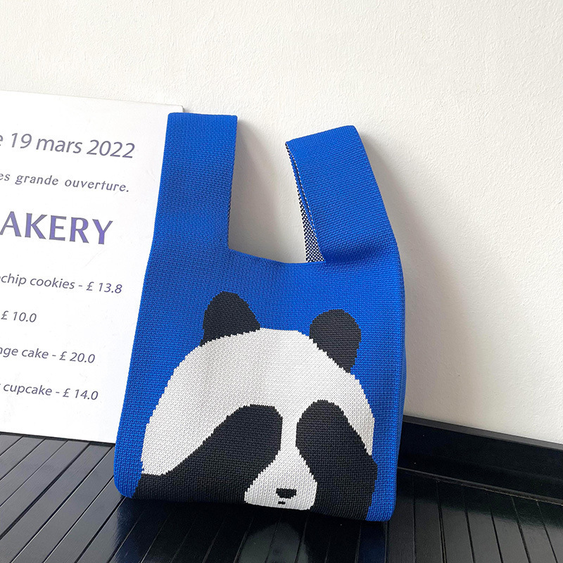 La primavera y el verano versátil lindo Panda de punto bolso de hombro estudiante de Cercanías de gran capacidad bolsa de mano de la fábrica al por mayor