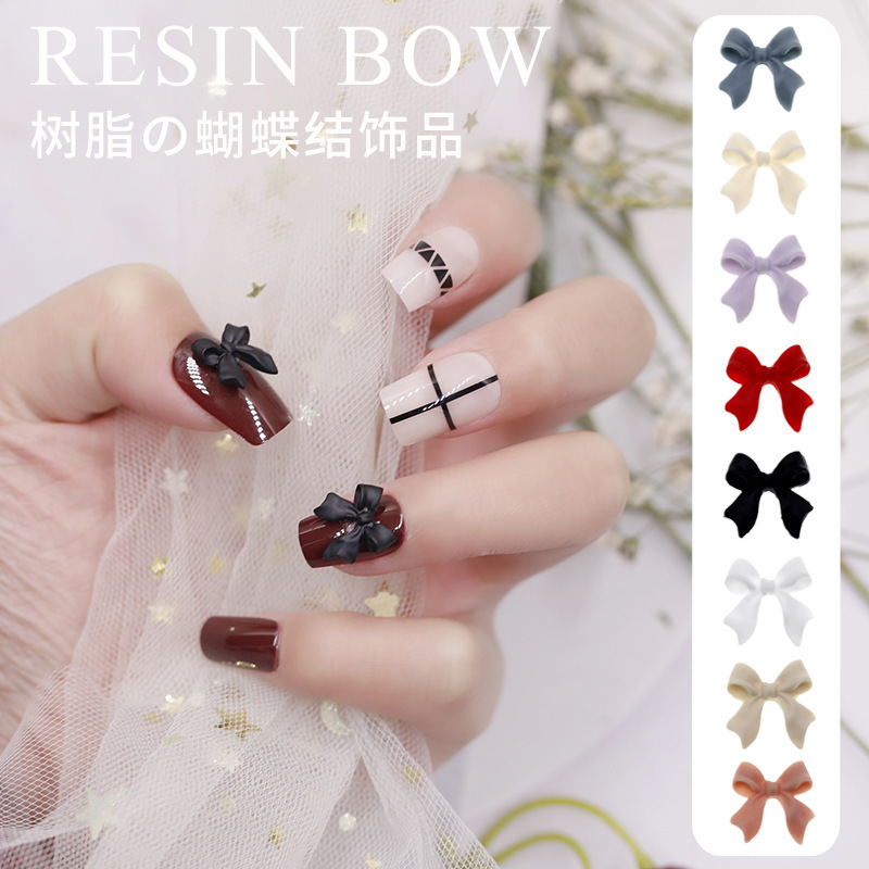 Wearable Nail Ribbon with Three-Dimensional Frosted Bow Nail Art Accessories, Bow Tie, Internet Celebrity Style Nail Decoration Stickers, Exquisite
