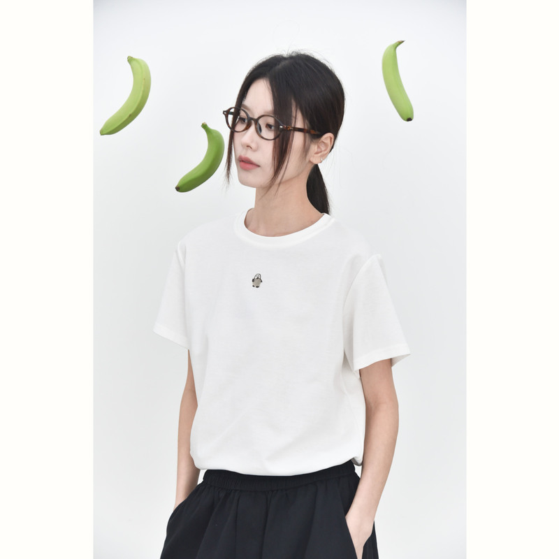 [Mountain] Spring and Summer New Minimalist Joker Penguin Printed Crewneck Slim Not Easy to Wrinkle Short Sleeve T-shirt 6239#