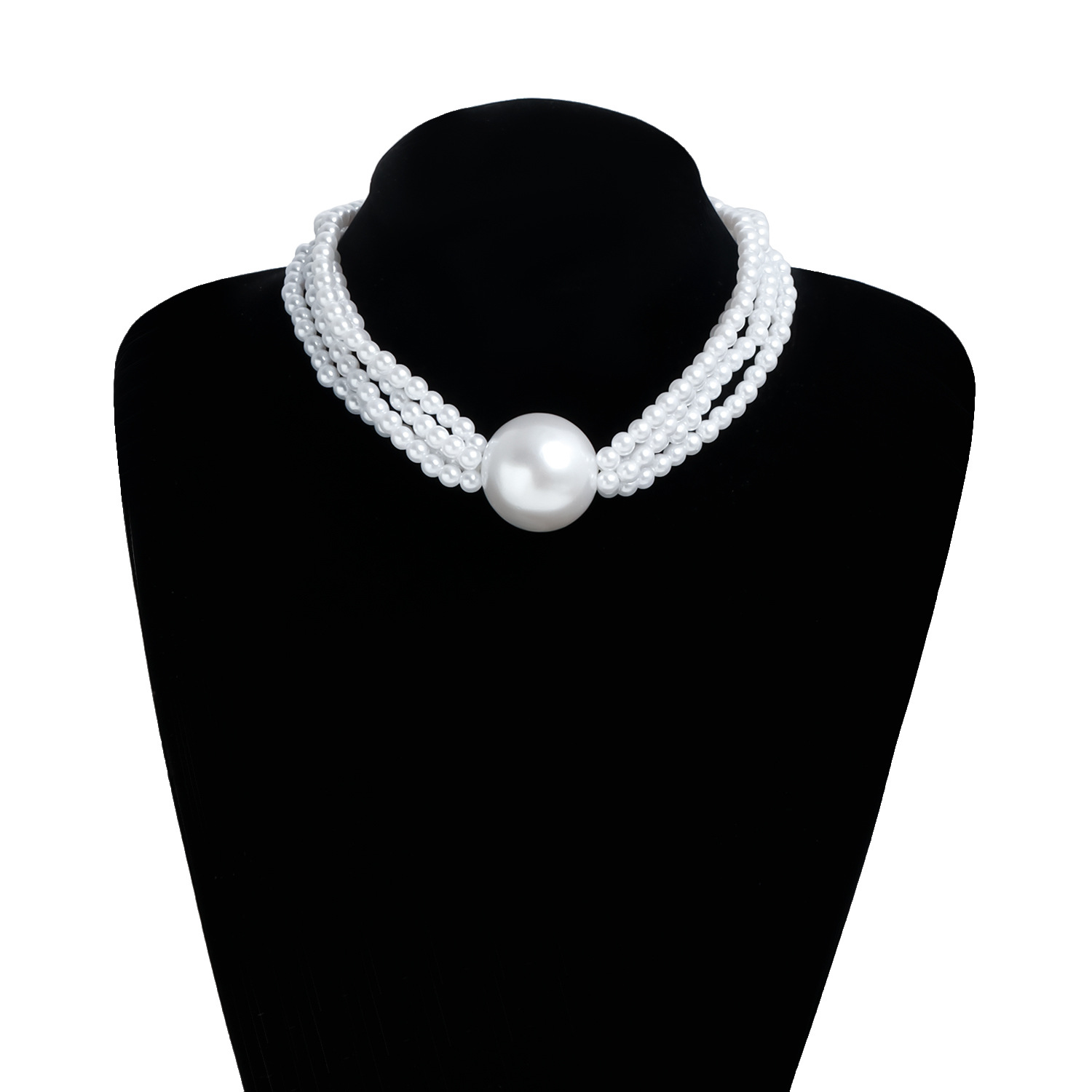Exaggerated Large Pearl Necklace Multi-layer Luxury Jewellery Set_voghion.com