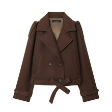 欧美风新品时尚百搭宽松毛呢外套女2025秋冬款短款高级感夹克上衣