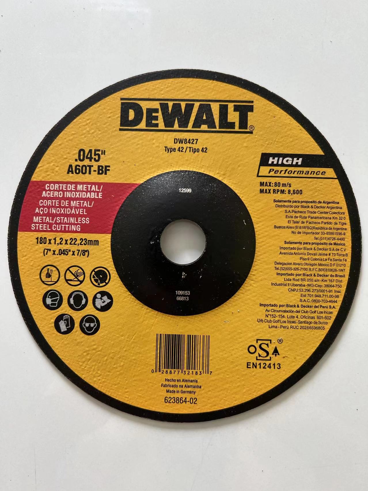 Fabricante Dewei rueda de molienda de metal acero inoxidable disco de corte disco de molienda 115-350 pieza de rueda de molienda al por mayor