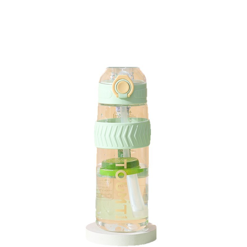 Vaso de plástico con escala, portátil, de gran capacidad, con cuerda para transportar, vaso deportivo para niñas, vaso de plástico de aspecto elegante para exteriores.