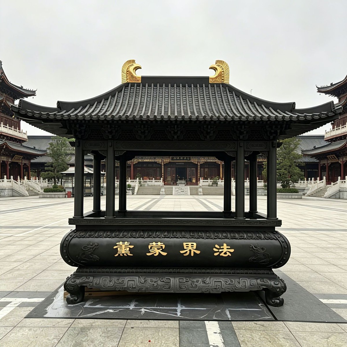 寺庙大型铜铸香炉寺院祠堂四方鼎香炉陵园露天香炉厂家