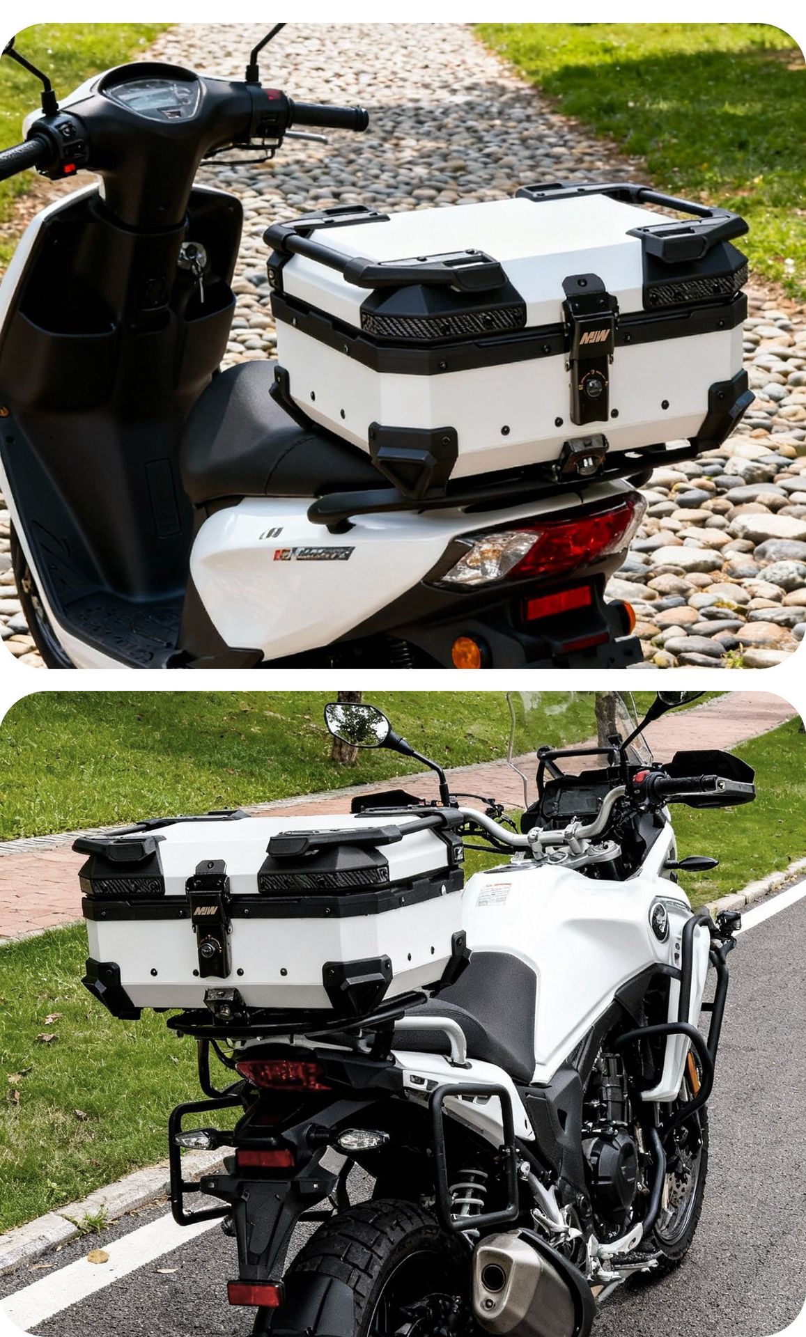 Motorcycle Mjw28L White Knight Aluminum Alloy Tail Box Quick-Release Travel Tool Box Electric Vehicle Rear Storage Box