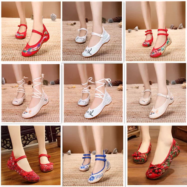 Тканевая обувь Old Beijing, женская обувь с вышивкой в этническом стиле, обувь для квадратных танцев, ханьфу, женская обувь для одиночных выступлений, антикварная обувь, увеличивающая внутренний рост