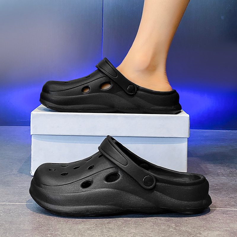 Zapatos con agujeros para hombres en verano, pantuflas semi-Baotou, zapatos de jardín para mujeres, sandalias y pantuflas de plataforma, zapatos de playa antideslizantes para parejas
