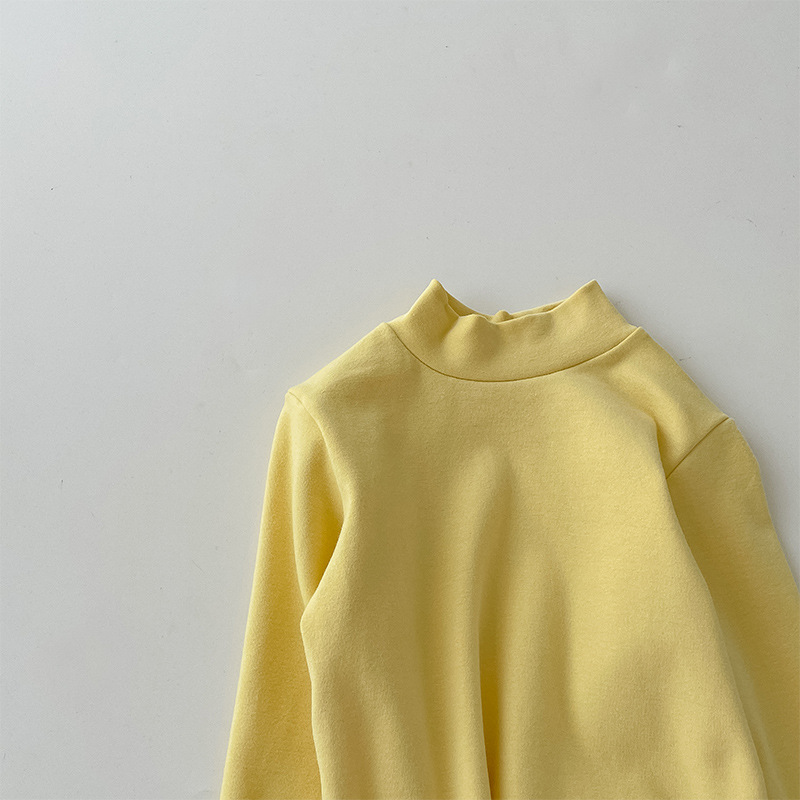 Camiseta de cuello medio elástica de 280 g para niños y niñas, estilo otoño 2026, talla 150-160