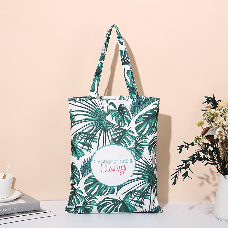 厂家直供文艺绿植小清新单肩印花帆布袋 可爱少女手提潮包购物袋