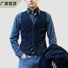 跨境亚马逊独立站工装美式男士马甲灯芯绒背心外套男装马甲上衣