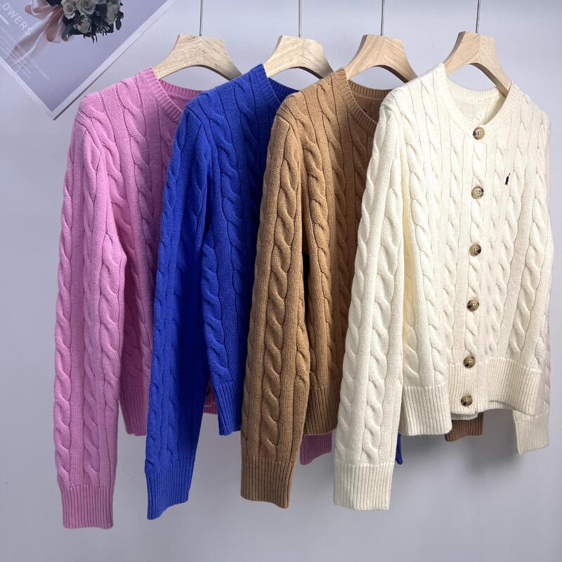Can Scan Code/25 Autumn and Winter Pony Embroidered Wool Cashmere Knitted Cardigan Women's Sweater Sweater Can Scan Code/25 Autumn and Winter Pony Embroidered Wool Cashmere Knitted Cardigan Women's Sweater Sweater