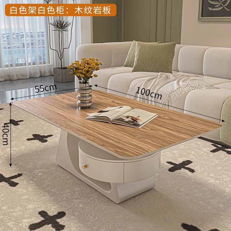 Crema rectangular madera tabla de mesa de mesa de roca lujoso moderno simple hogar pequeño sala de estar nueva mesa de alta calidad