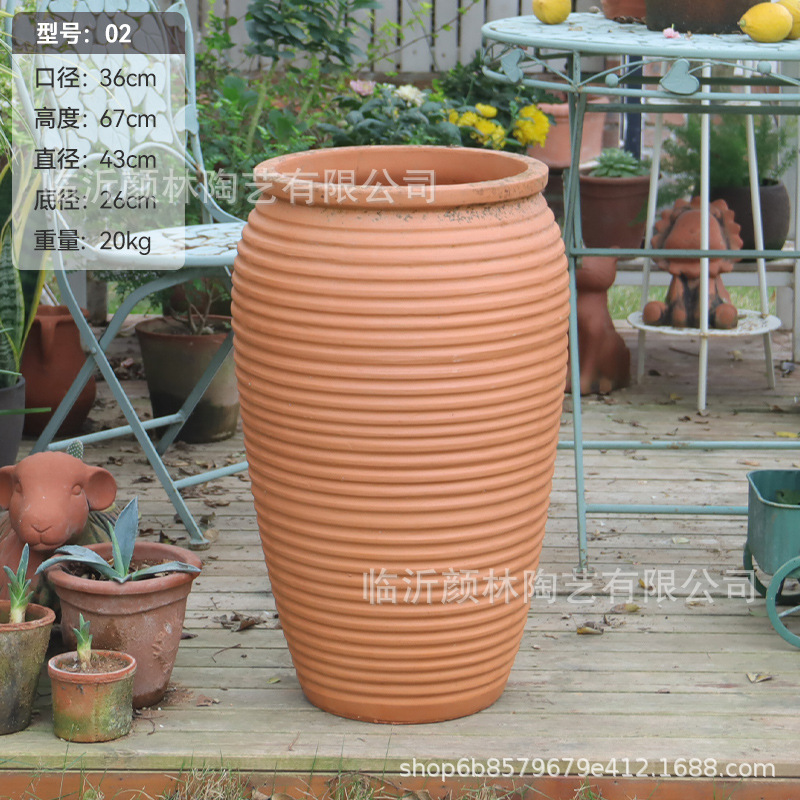 Terrizaje de alta combinación de cerámica de plantación de flores maceta de cerámica gruesa maceta de cerámica roja ventilada jardín paisaje villa decoración maceta