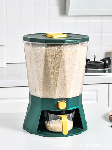 Household moisture-proof and pest-proof plastic rice storage bucket kitchen divided rotating rice bucket five-grain miscellaneous food pressing airtight bucket 10KG