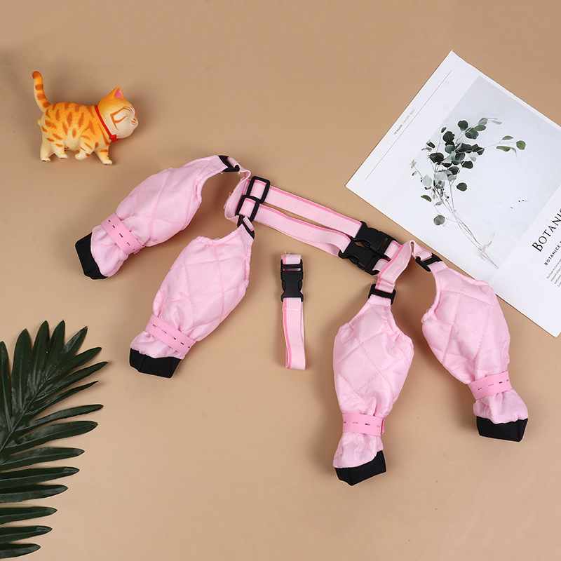 Nuevo Otoño e Invierno perro boxer shorts anti-orina forrado de vellón acolchado cálido pierna cubierta de la suspensión envoltura pies mascota anti-polvo sucio pantalones ropa de una sola pieza