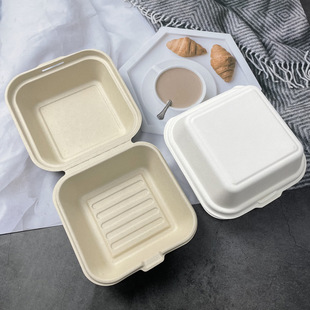 Уничтожаемая одноразовая посуда, пульпа Burry Box Box Leak Bunch Box Box Box Takeaway Food Box бумага