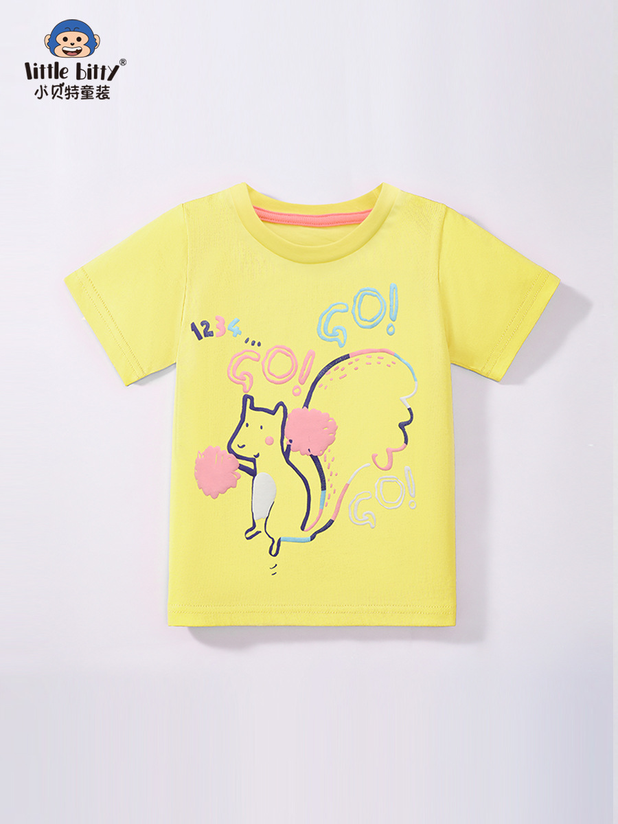 2024 summer children's short-sleeved cotton T-shirt children's clothing top girls cartoon animal short-sleeved children's clothing