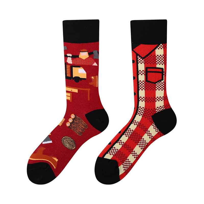 Hombres y mujeres AB diseño original asimétrico calcetines estilo callejero personalidad dibujos animados ab medias creativas calcetines de algodón