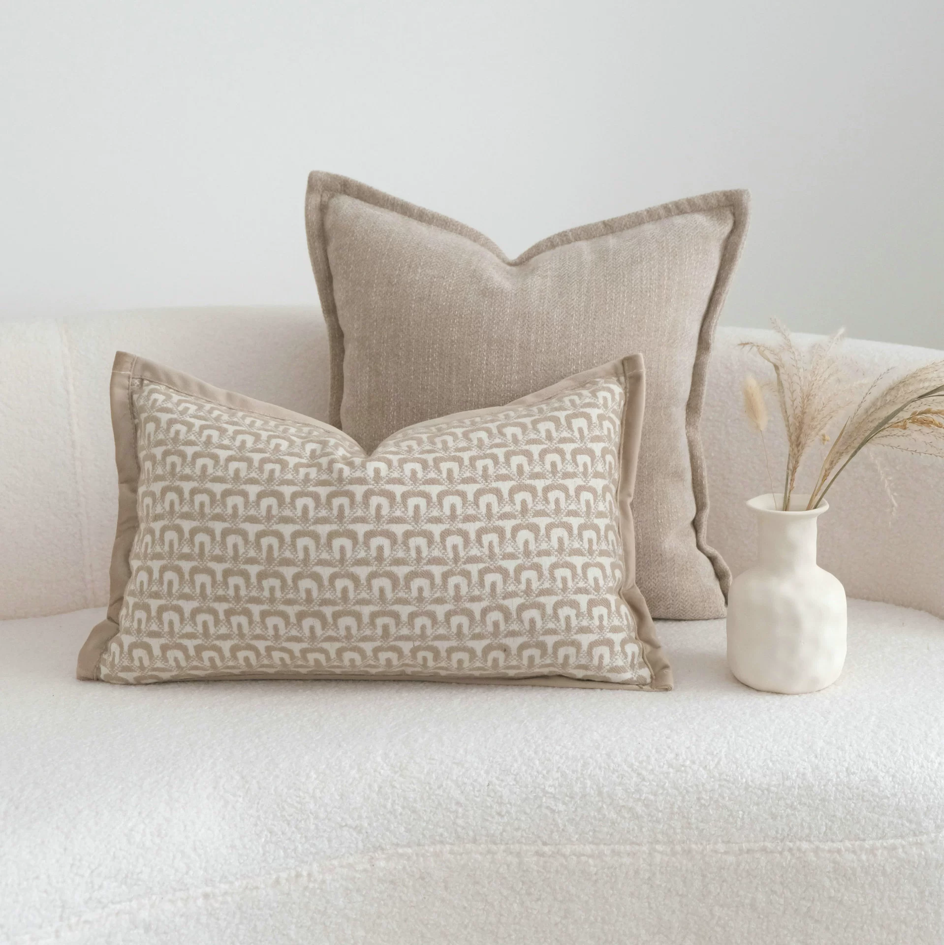 Beige pillow, pillowcase, sofa, wide color palette