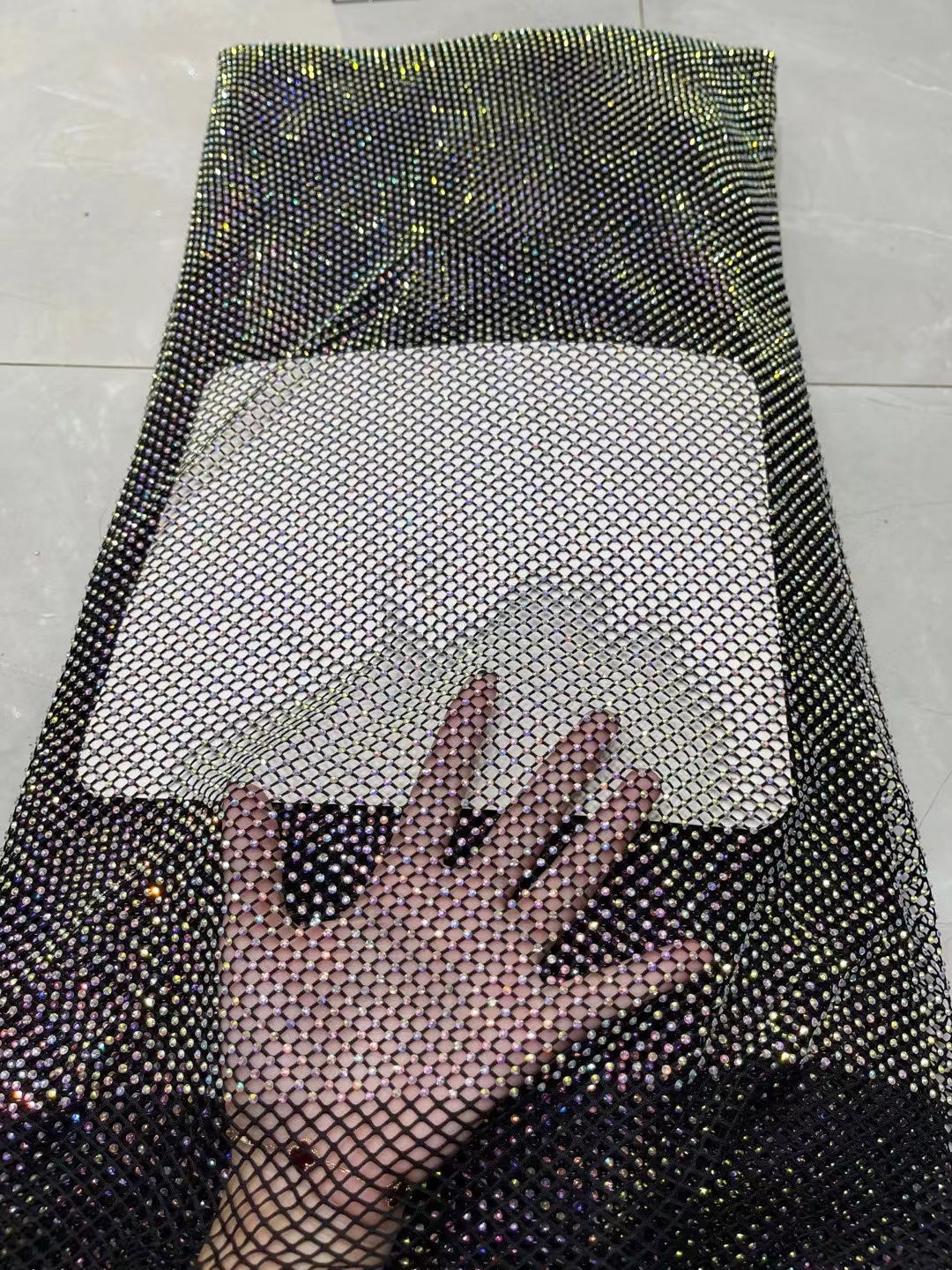 Moda completa diamante malla AB color diamante perforación caliente ropa accesorios moda vestido bolsa zapatos tela piedra JX1519 image 4