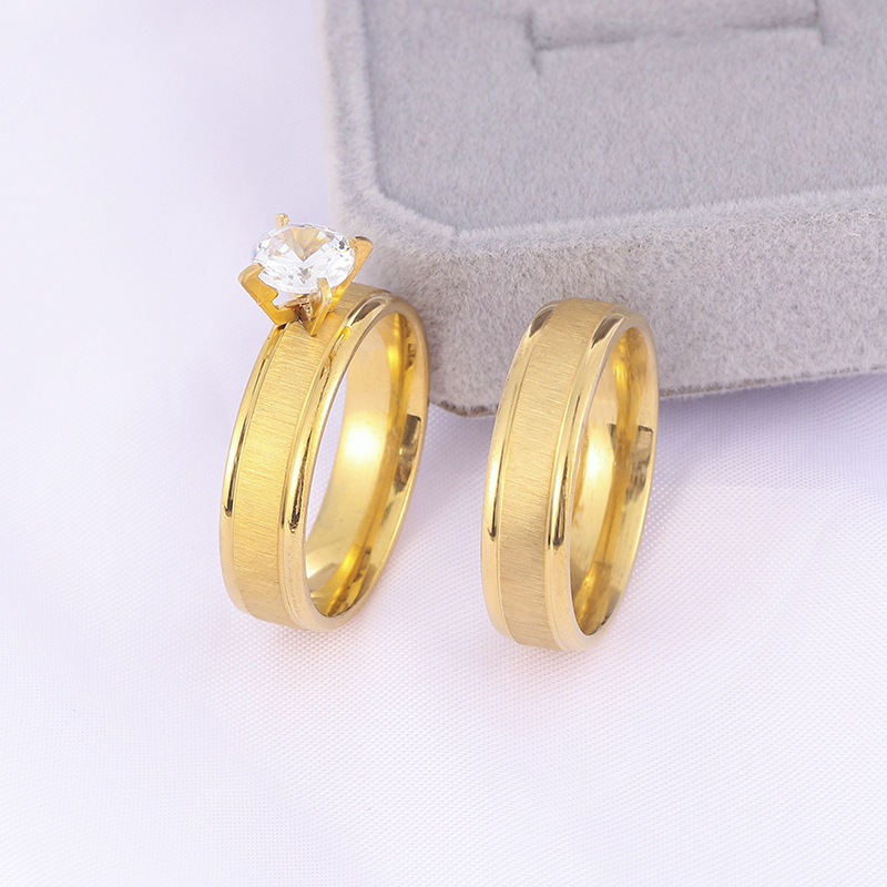 wedding ring stainless steel with zircon