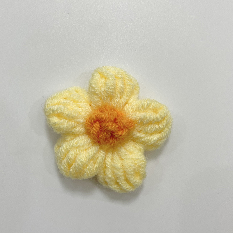 现货手工钩织泡芙花毛线花朵服装辅料饰品胸花包包仿真花花束配件|undefined