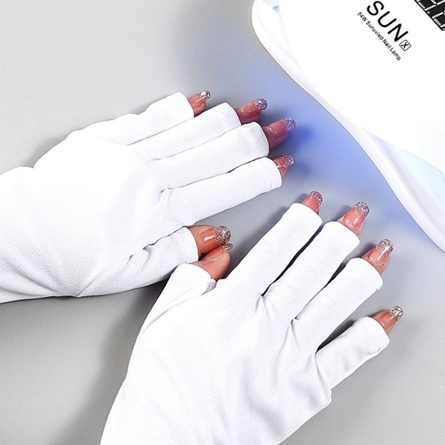 Guantes de uñas para evitar que la máquina de fototerapia se hornee, protector solar negro, anti-ultravioleta, anti-iluminación, bloqueo negro, medio dedo