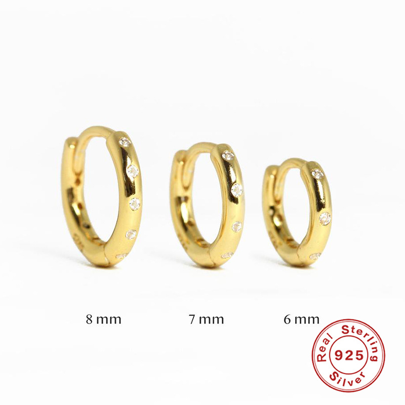 European and American popular S925 Sterling Silver circular Diamond Backing Ear Studs Jewelry size 18K Gold INS Earrings Earrings