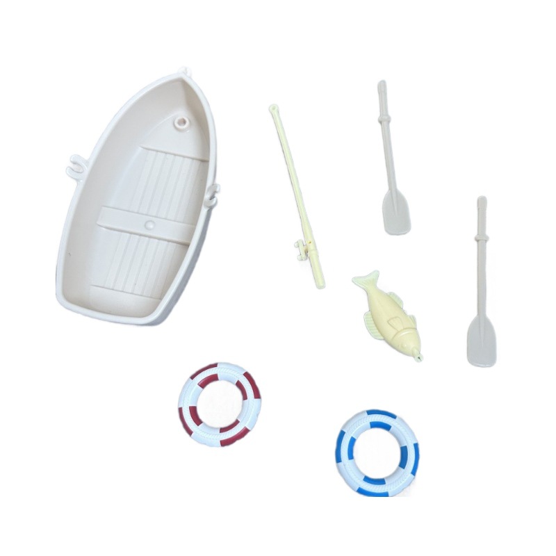 Casa de Juego Mini barco anillo natación Pesca barco pecera paisaje modelo miniatura adornos niños y niñas Juguetes