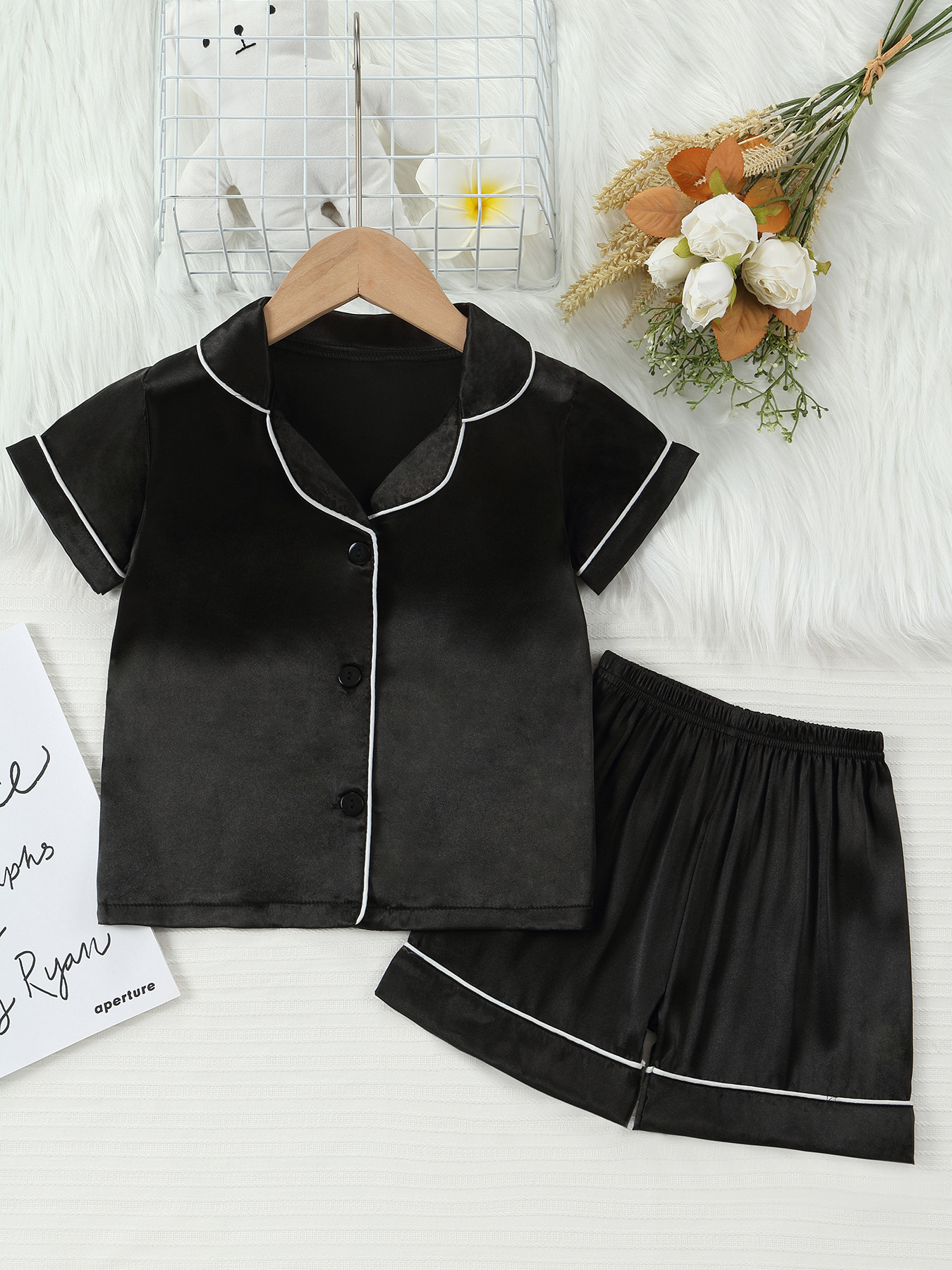Barn pyjamas set med cartoon tryck kortärmad sommarkläder_voghion.com