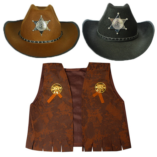 Halloween costumes for boys and girls, western cowboy adult and children parent-child performance, annual meeting party dress-up costumes, cosplay sets