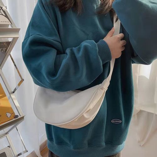 Nylon crossbody bag for women  new trendy dumpling bag lightweight small shoulder bag armpit bag simple single shoulder canvas bag