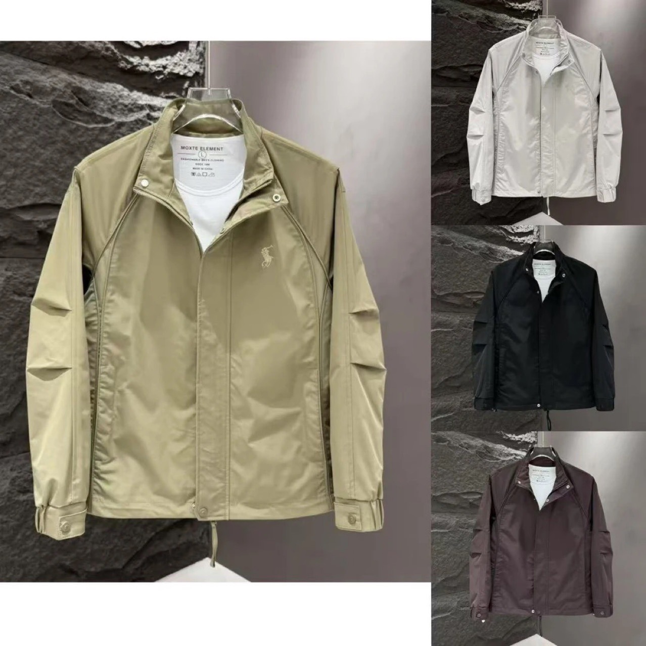 Spring and Summer New Men's Simple Design Outdoor Stand-Up Collar Jacket, Slim Fit, Breathable and Versatile Sun Protection Clothing Top