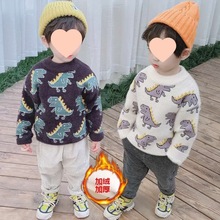 宝宝毛衣男水貂绒加绒加厚打底衫男孩冬装保暖套头针织小童毛线衣