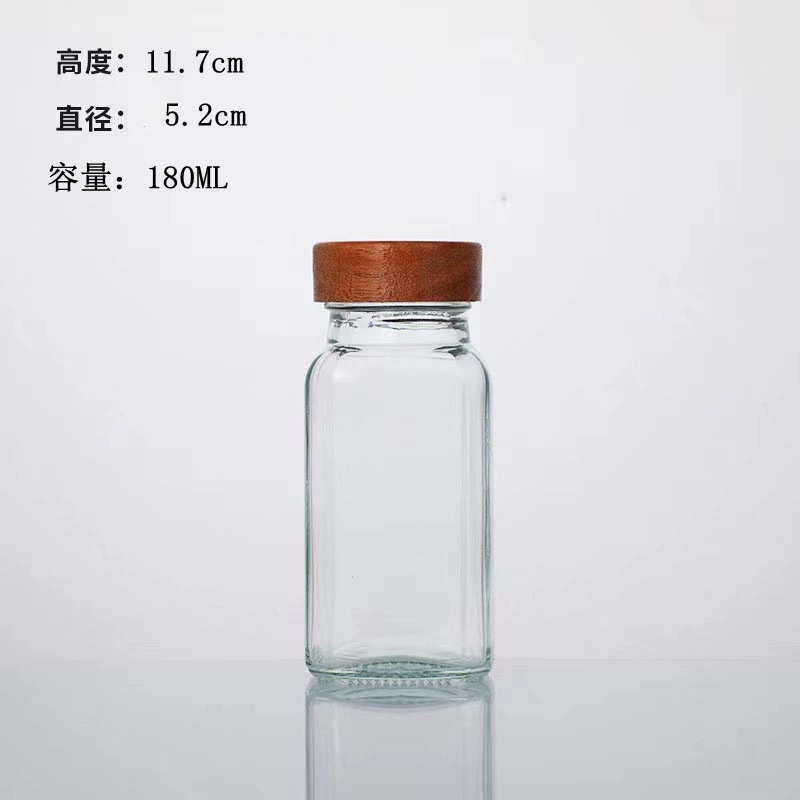 Botella de condimento de cocina cuadrada, frasco de vidrio transparente sellado, botella de condimento, botella de embalaje, botella conveniente de almacenamiento de pimienta