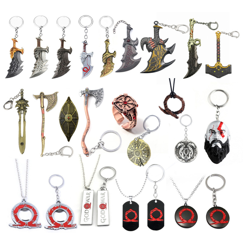 European and American Game Peripherals God of War 4 Blade of Chaos Broadsword Keychain Kratos Ax Weapon Model Mask Pendant European and American Game Peripherals God of War 4 Blade of Chaos Broadsword Keychain Kratos Ax Weapon Model Mask Pendant