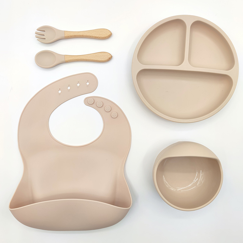 Juego de vajilla de silicona para niños, vajilla para alimentación maternoinfantil, plato de comida, tazón de comida, bebé aprende a comer, plato separado