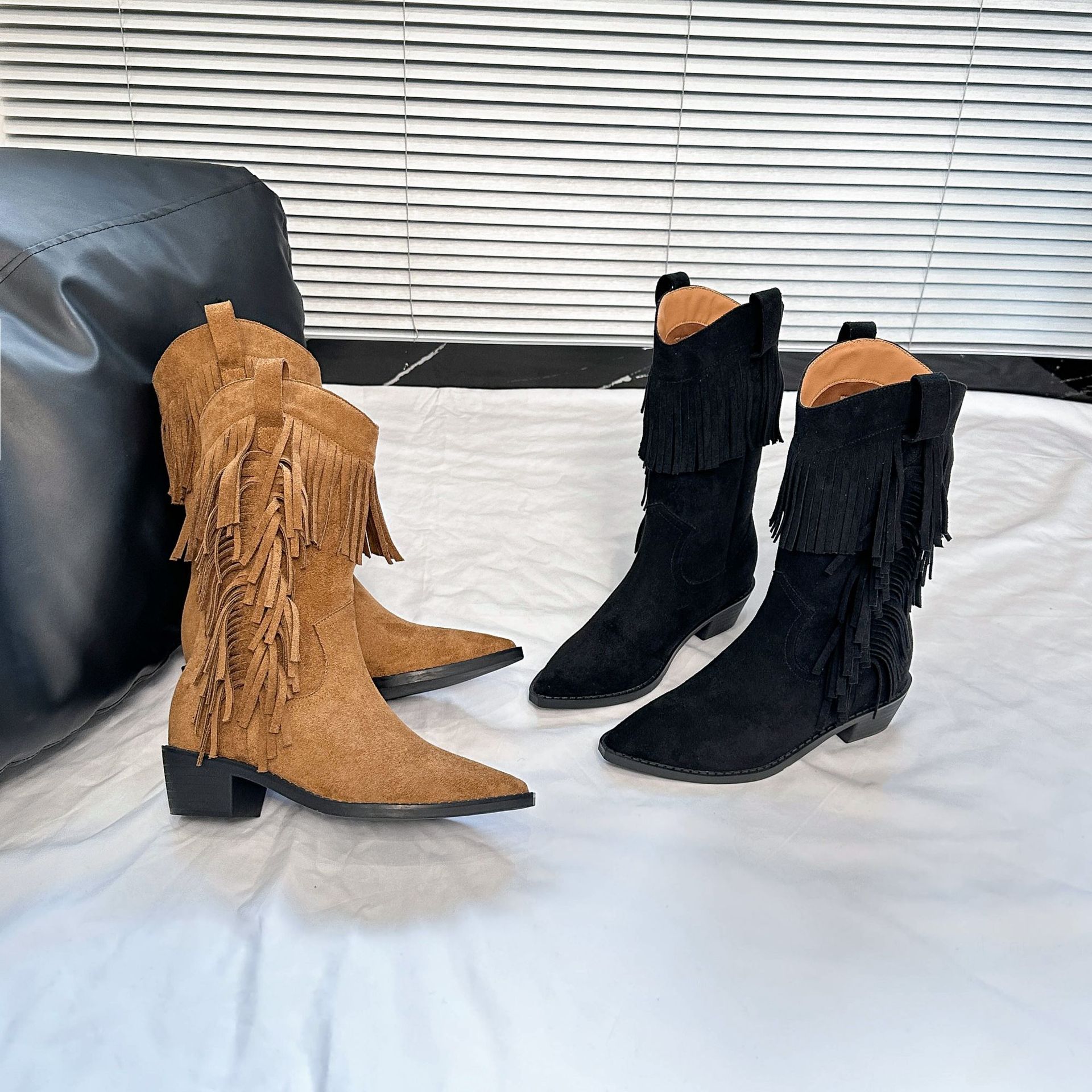 Botas Vaqueras de Caballero para Mujer de 8cm Superfibra con Aumento Antideslizante