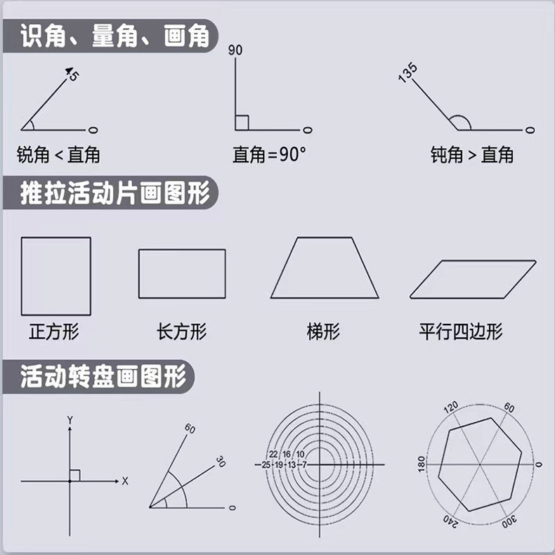 数学教学同步便捷透明量角器
