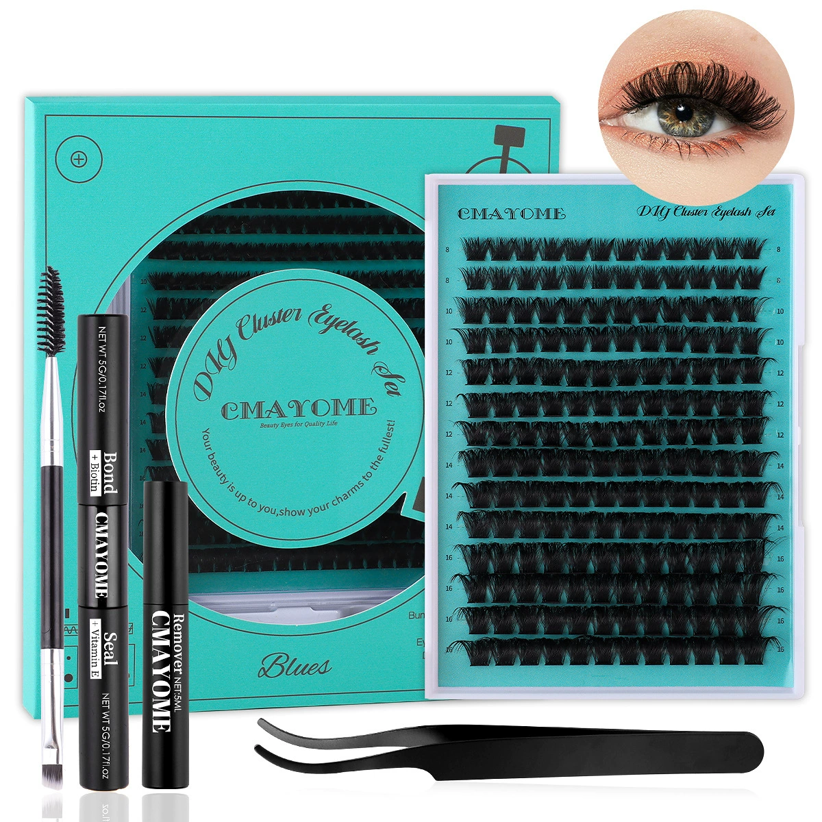 False Eyelash Set DIY, Curled Dense Cluster Lashes, Separate Tufts (252 pcs)