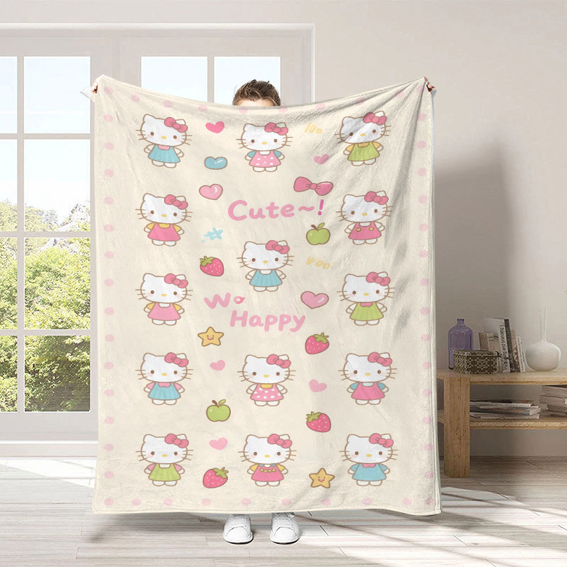 Monopolio transfronterizo de dibujos animados Sanrio mantas para niños lindas Hellokitty flange mantas de peluche cuatro estaciones mantas de peluche