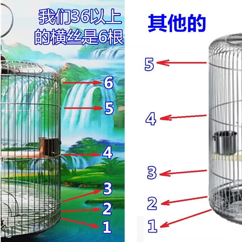 !304不锈钢大中小型号圆形八鹩哥画眉玄凤鹦鹉虎皮洗澡鸟笼子批发