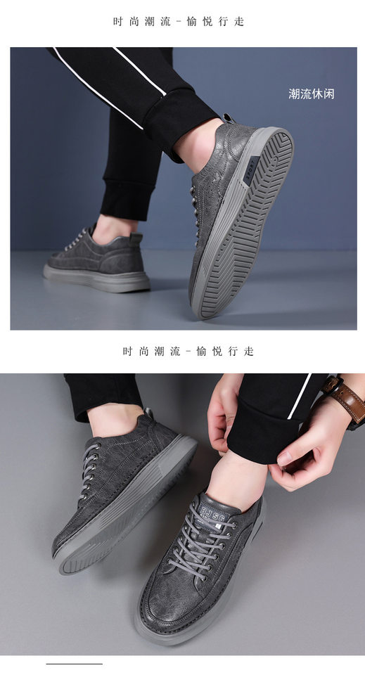 Giày da nam công sở cổ thấp đế mềm, giày sneaker da bò phối dây buộc, gót thấp 1–3 cm — GX2033 màu trắng, GX2033 màu xám chi tiết 23